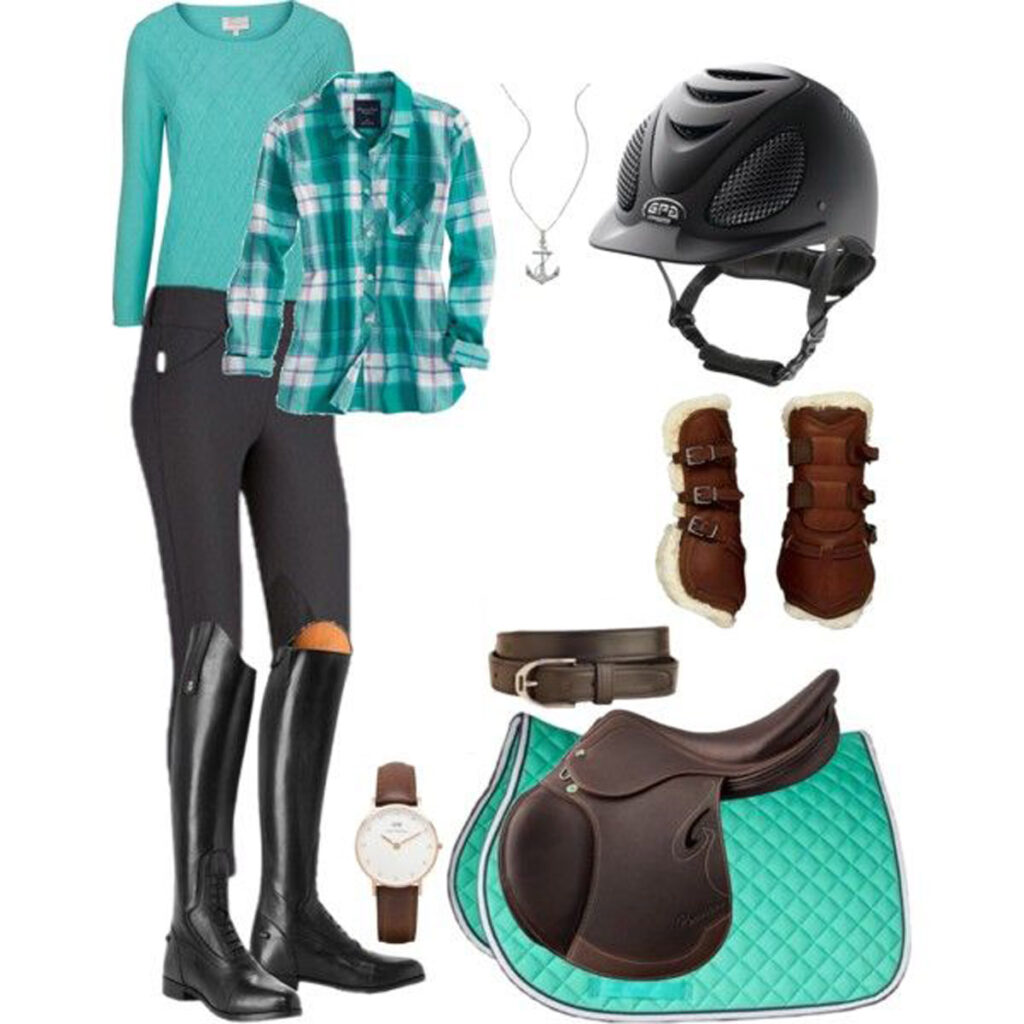 An example of an outfit for casual English riding.