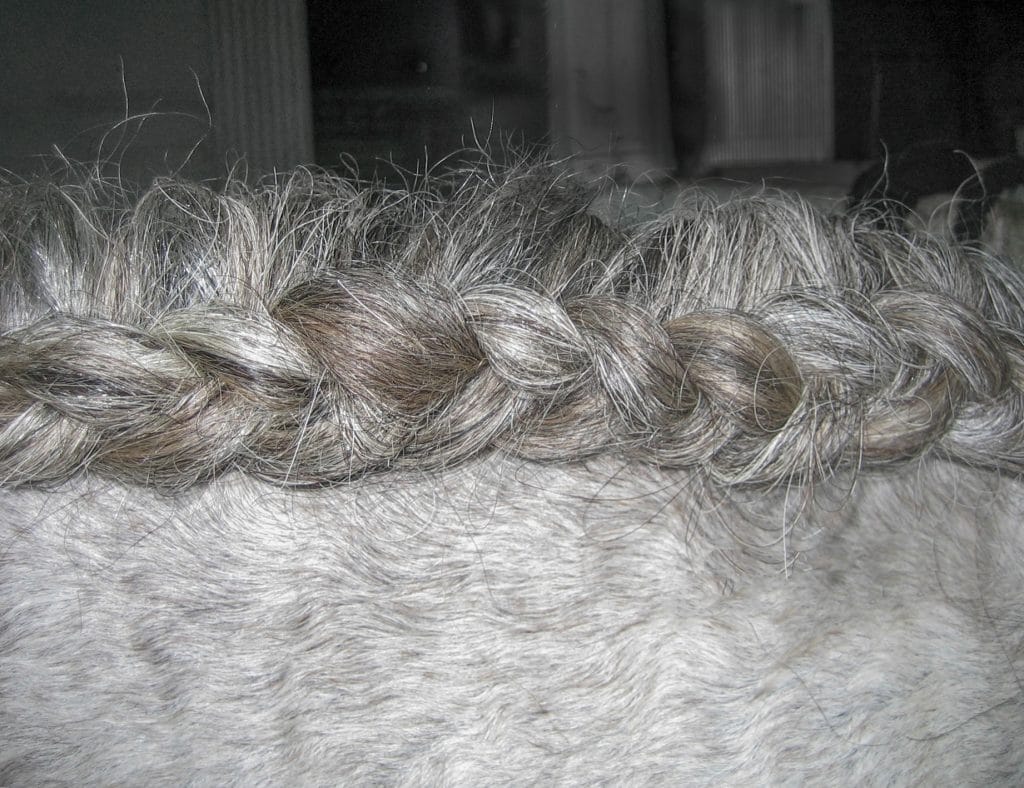 This unique braid is achieved by braiding each strand under one another.