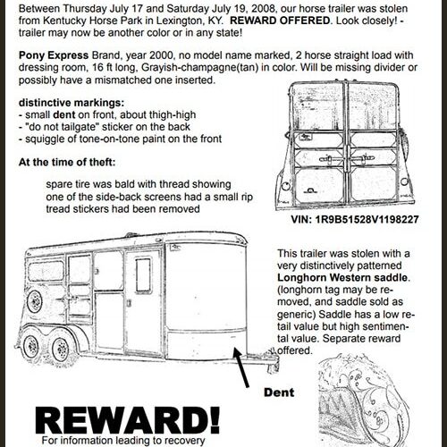Download a sample stolen trailer flyer- then out fill in the blank doc version