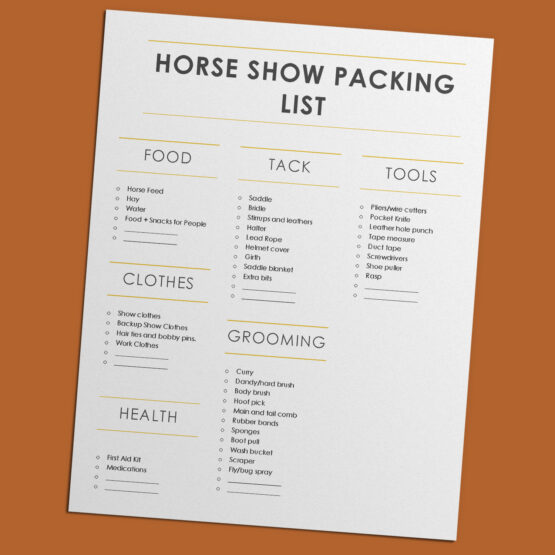 Free Editable Horse Show Packing List – Printable PDF & Editable .doc